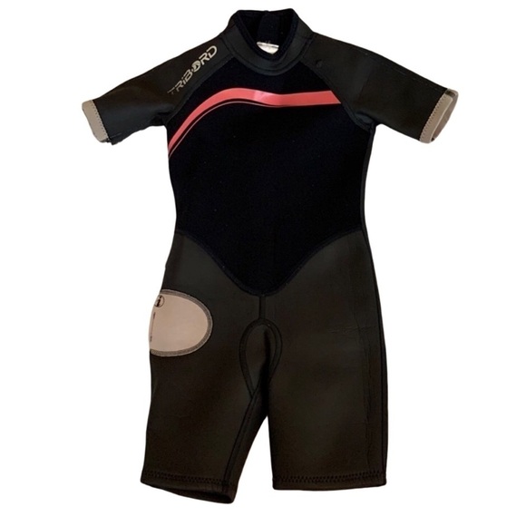 Tribord girl’s wetsuit Black with pink Size 6 - Picture 1 of 11
